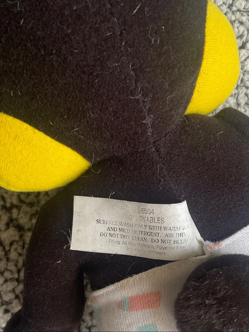 Plush Baby Duck Toy - Black & Bright Yellow